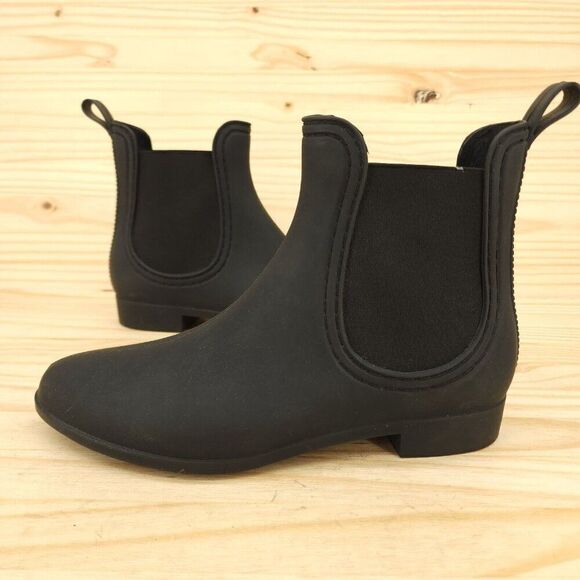 Jeffrey Campbell Womens Chelsea Ankle Boots Sz 10 Black Rubber Rain Outdoor Shoe - Picture 1 of 10
